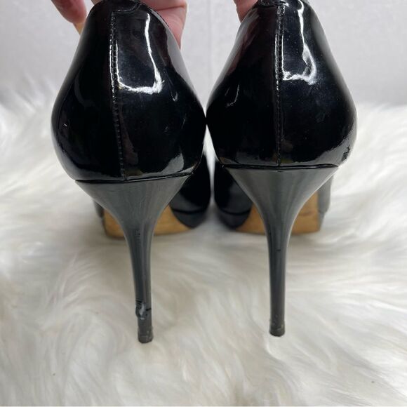 Jimmy Choo Patent Leather Peep Toe Heels Black 40 - Picture 6 of 12